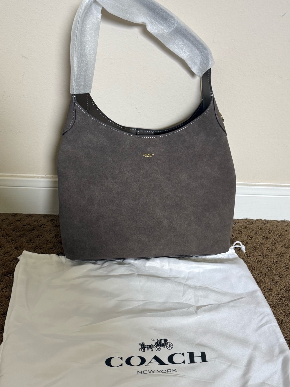 Like New - COACH Olive Suede Brooklyn 28 Hobo Shoulder Bag